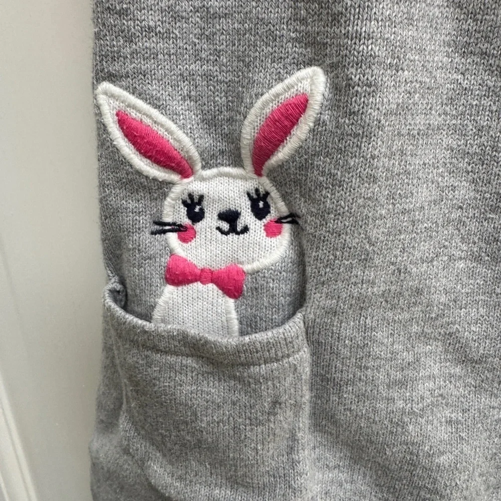 Gymboree 3T Girls Pink and Gray Bunny Rabbit Easter Sleeveless Sweater Dress